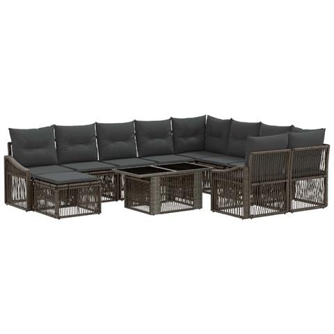 Set Divano da Giardino 11 pz Grigio e Grigio Scuro polyrattan - Foto 1