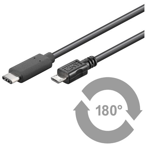 ICOC MUSB31-CMBM06 - Cavo SuperSpeed USB3.1 C Maschio / USB2.0 MicroB Maschio 60cm Nero - Foto 1