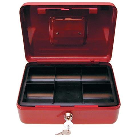 Cassetta Portavalori In Lamiera Pesante Verniciata; Maniglia Di Presa In Acciaio Nichelato; Chiusura A Chiave, Completo Di Portamonete A Scomparti In Moplen. Misura Cm. 25x16x7 - Foto 1