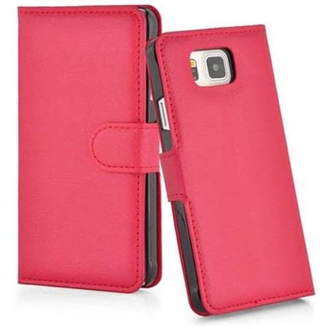 Custodia Compatibile Con Samsung Galaxy Alpha In Rosso Carminio - Coperchio Protettiva Con Chiusura Magnetica, Funzione Stand E Tasca Per Le Carte - Foto 2