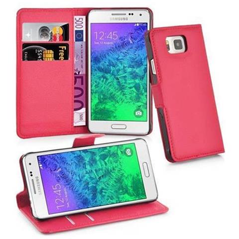Custodia Compatibile Con Samsung Galaxy Alpha In Rosso Carminio - Coperchio Protettiva Con Chiusura Magnetica, Funzione Stand E Tasca Per Le Carte - Foto 15