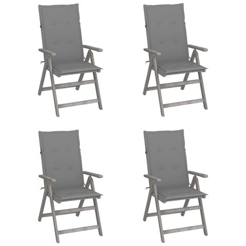 Sedie da Giardino Reclinabili 4 pz con Cuscini Massello Acacia - Foto 1