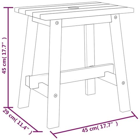 Sgabello 45x29x45 Cm Rettangolare In Legno Massello Di Acacia - Foto 12