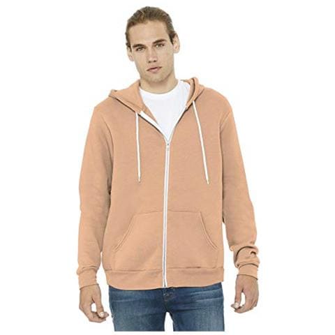 Felpa Con Cappuccio E Zip Intera In Pile Di Poli-cotone Unisex L Pesca - Foto 1