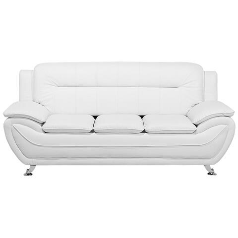 Set Da Salotto 6 Posti Leira Pelle Sintetica Bianco - Foto 2