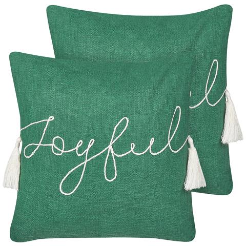 Set Di 2 Cuscini Elettaria Cotone 45 X 45 Cm Verde Modello Natalizio - Foto 7