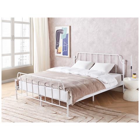 Letto Metallo Mauressac 160 X 200 Cm Bianco - Foto 1