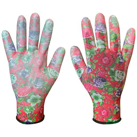 Guanti Da Giardino Rivestiti In Pu, Motivo A Rose, Misura 8"" - Foto 1