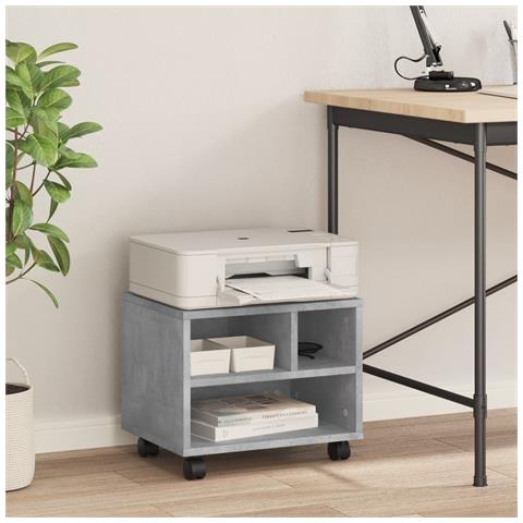 Supporto Per Stampante Con Ruote Grigio Cemento 41x32x34,5 Cm - Foto 3