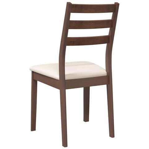 Sedie da Pranzo con Cuscini 2pz Marrone Legno Massello di Hevea - Foto 2
