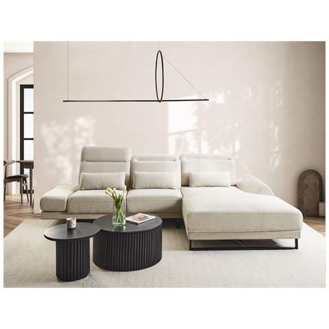 Divano Angolare Ikast Tessuto Beige Chiaro 4 Posti Lato Sinistro - Foto 1