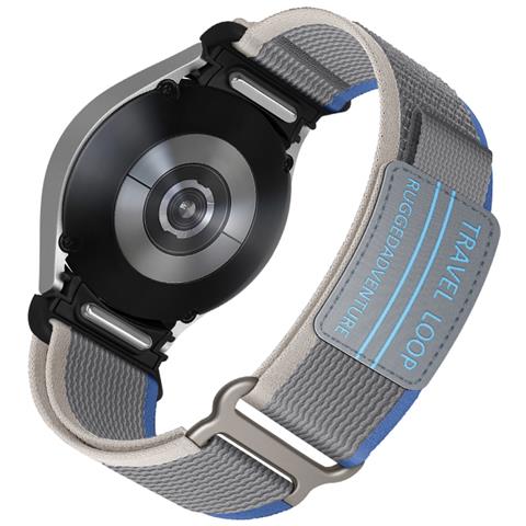 Cinturino In Nylon Intrecciato Per Samsung Watch 4/5/6/7/fe Blue + Grey M - Foto 2
