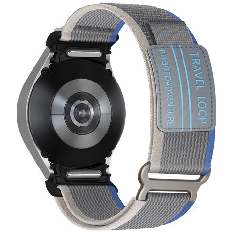Cinturino In Nylon Intrecciato Per Samsung Watch 4/5/6/7/fe Blue + Grey M - Foto 3