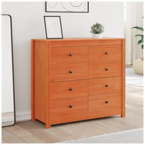 Armadietto Marrone Cera 100x40x90 Cm In Legno Massello Di Pino - Foto 3