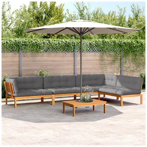 Set Divano Pallet Giardino 5pz Con Cuscini Massello Acacia - Foto 1