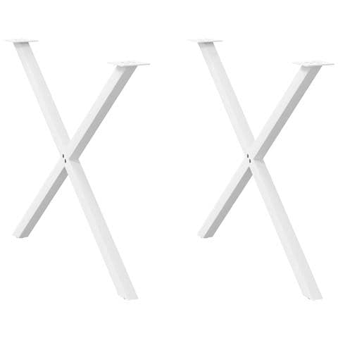 Gambe Tavolo Pranzo Forma X 2pz Bianco 90x(72-73)cm Acciaio - Foto 1