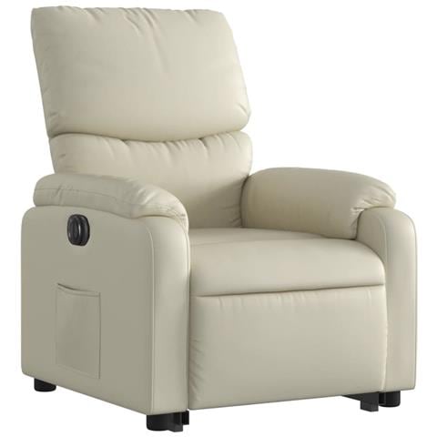 Poltrona Alzapersona Reclinabile Crema In Similpelle - Foto 3