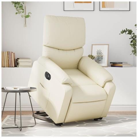 Poltrona Alzapersona Reclinabile Crema In Similpelle - Foto 1