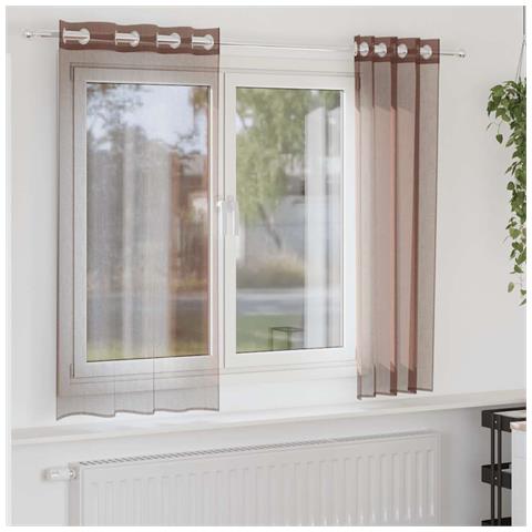 Tende In Voile Con Occhielli 2 Pz Marrone 140x140 Cm - Foto 1
