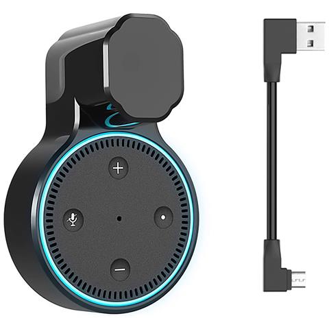 Supporto Da Parete Per Amazon Echo Dot (gen 2) Con Cavo Integrato 8x7x15 Cm. Colore Nero - Foto 4