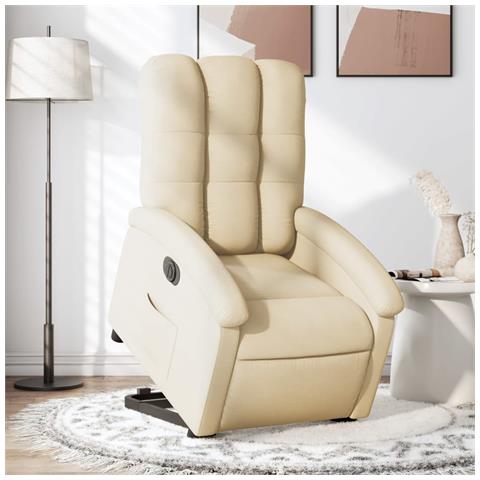 Lusso Casadino - Poltrona Alzapersona Reclinabile Elettrica Crema In Tessuto - Foto 8