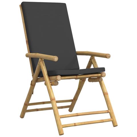 Lusso Casadino -  Sedie Da Giardino Reclinabili 4 Pz Cuscini Grigio Scuro Bambù - Foto 2
