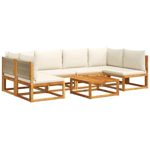 Lusso Casadino -  Set Divano Da Giardino 7 Pz Con Cuscini Legno Massello Acacia - Foto 1