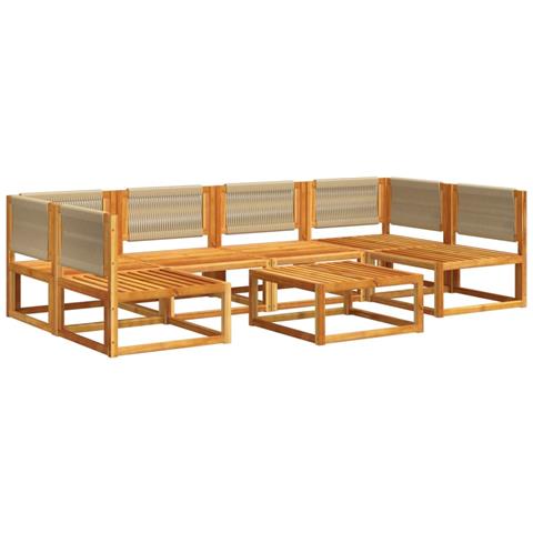 Lusso Casadino -  Set Divano Da Giardino 7 Pz Con Cuscini Legno Massello Acacia - Foto 2