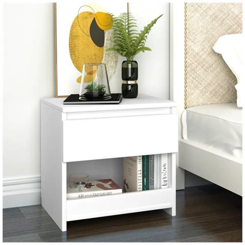 Comodino Bianco 40x30x39 Cm In Legno Ingegnerizzato - Foto 7