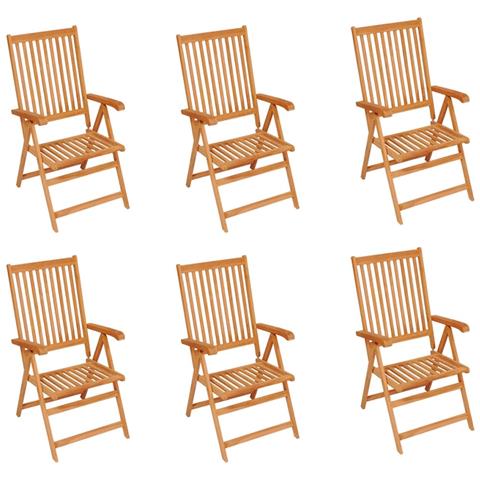 Sedie Da Giardino 6 Pz Con Cuscini Rosso Vino Massello Di Teak - Foto 1