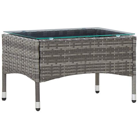 Tavolino Da Caffè Grigio 60x40x36 Cm In Polyrattan - Foto 2