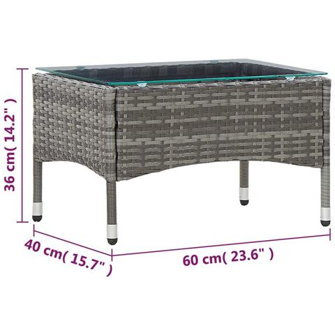 Tavolino Da Caffè Grigio 60x40x36 Cm In Polyrattan - Foto 5