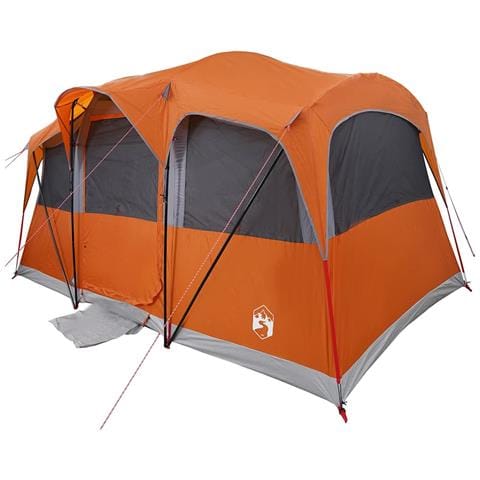 Tenda Familiare con Finestre Dome Grigia e Arancione Impermeabile per 10 Persone - Foto 1