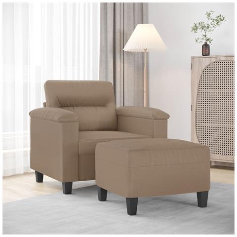 Poltrona con Poggiapiedi Cappuccino 60 cm in Similpelle - Foto 2