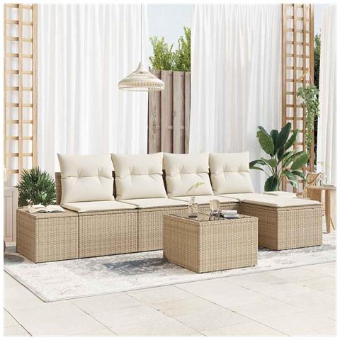 Set Divano da Giardino da 6 Pezzi con Cuscini Rattan a Brown - Foto 2