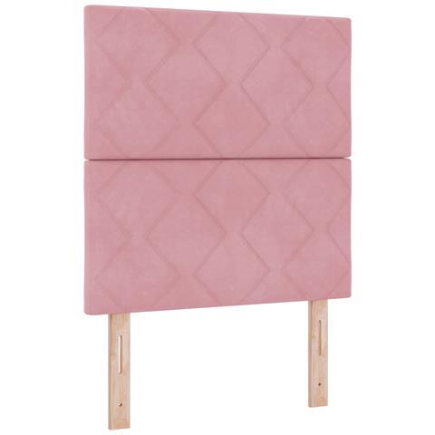 Testiera in velluto rosa con blocchi di diamante - 80 cm,  Testiera in velluto rosa con blocchi di diamante - 160 cm - Foto 1