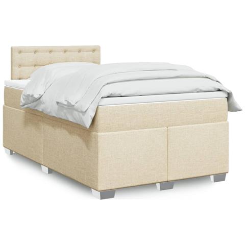 Giroletto a Molle con Materasso Crema 120x190 cm in Tessuto - Foto 1