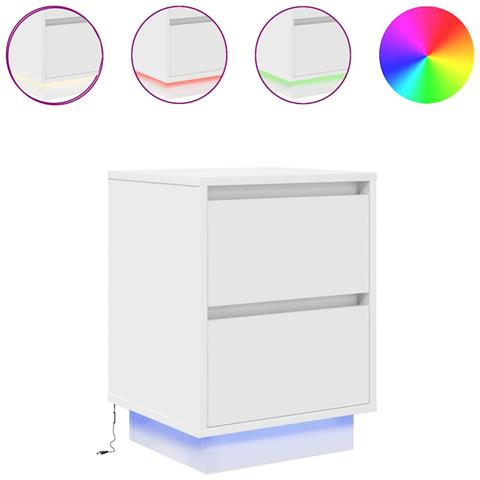 Comodini con Luci a LED 2 pz Bianco 38x34x50 cm - Foto 1
