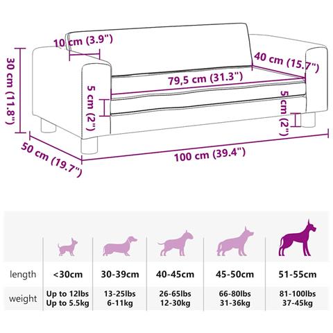 Lettino per Cani con Estensione Marrone 100x50x30 cm Similpelle - Foto 9