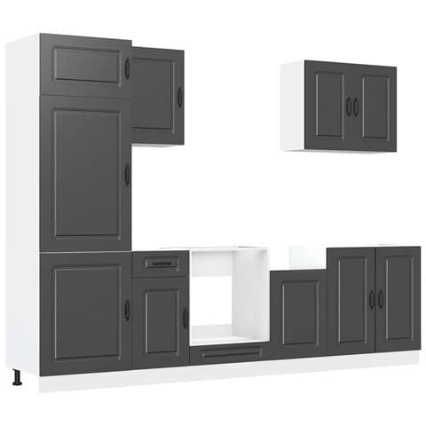 Set Mobili da Cucina 7 pz Kalmar Neri Legno Multistrato - Foto 1