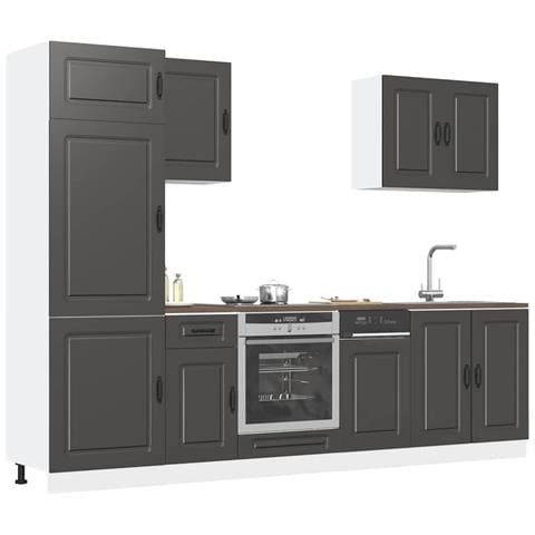 Set Mobili da Cucina 7 pz Kalmar Neri Legno Multistrato - Foto 2
