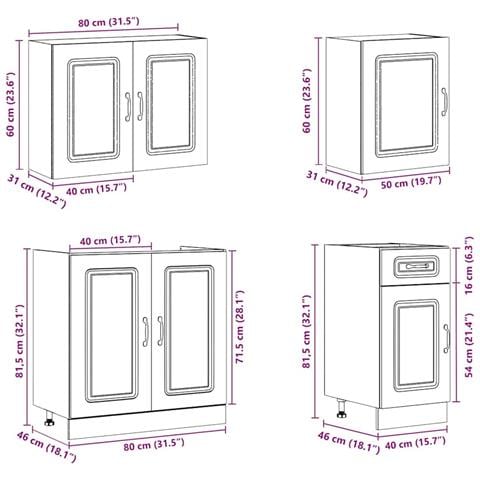 Set Mobili da Cucina 7 pz Kalmar Neri Legno Multistrato - Foto 9