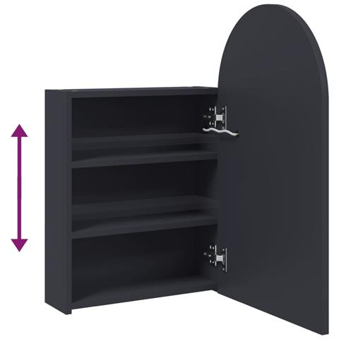 Armadietto Bagno con Specchio e LED ad Arco Grigio 42x13x70 cm - Foto 9