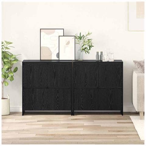 Sideboards 2 pcs Rovere nero 70 x 41 x 75 cm Legno multistrato - Foto 2