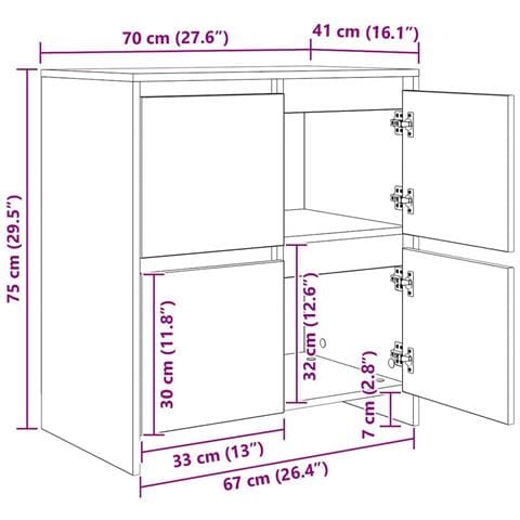 Sideboards 2 pcs Rovere nero 70 x 41 x 75 cm Legno multistrato - Foto 6