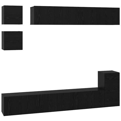 Set mobile TV 8 pcs Rovere Nero Legno multistrato - Foto 1