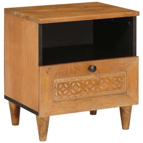 Comodino Marrone chiaro 40 x 33 x 46 cm legno massello di mango - Foto 1