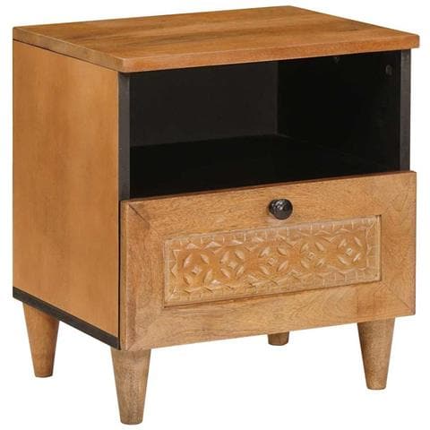 Comodino Marrone chiaro 40 x 33 x 46 cm legno massello di mango - Foto 2