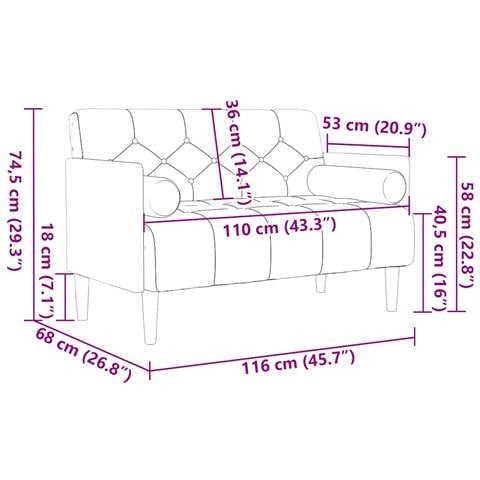 Divano Divanetto con Cuscini Bolster 110 cm Lino - Foto 8
