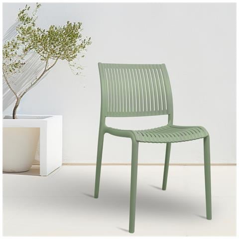 Sedia Aurora Da Esterno In Plastica Polipropilene Verde Opaco Modello Comfort - Foto 1